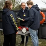 Hoogleraar verzamelt data aan de kust tijdens de storm